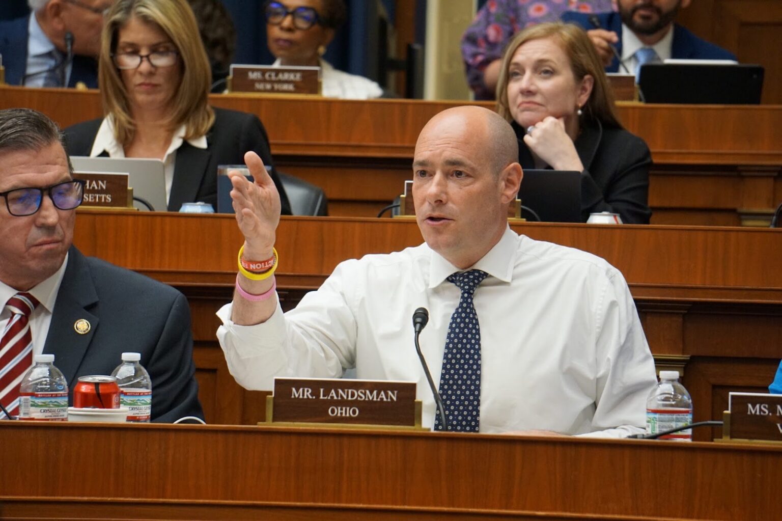 Landsman speaking at a hearing