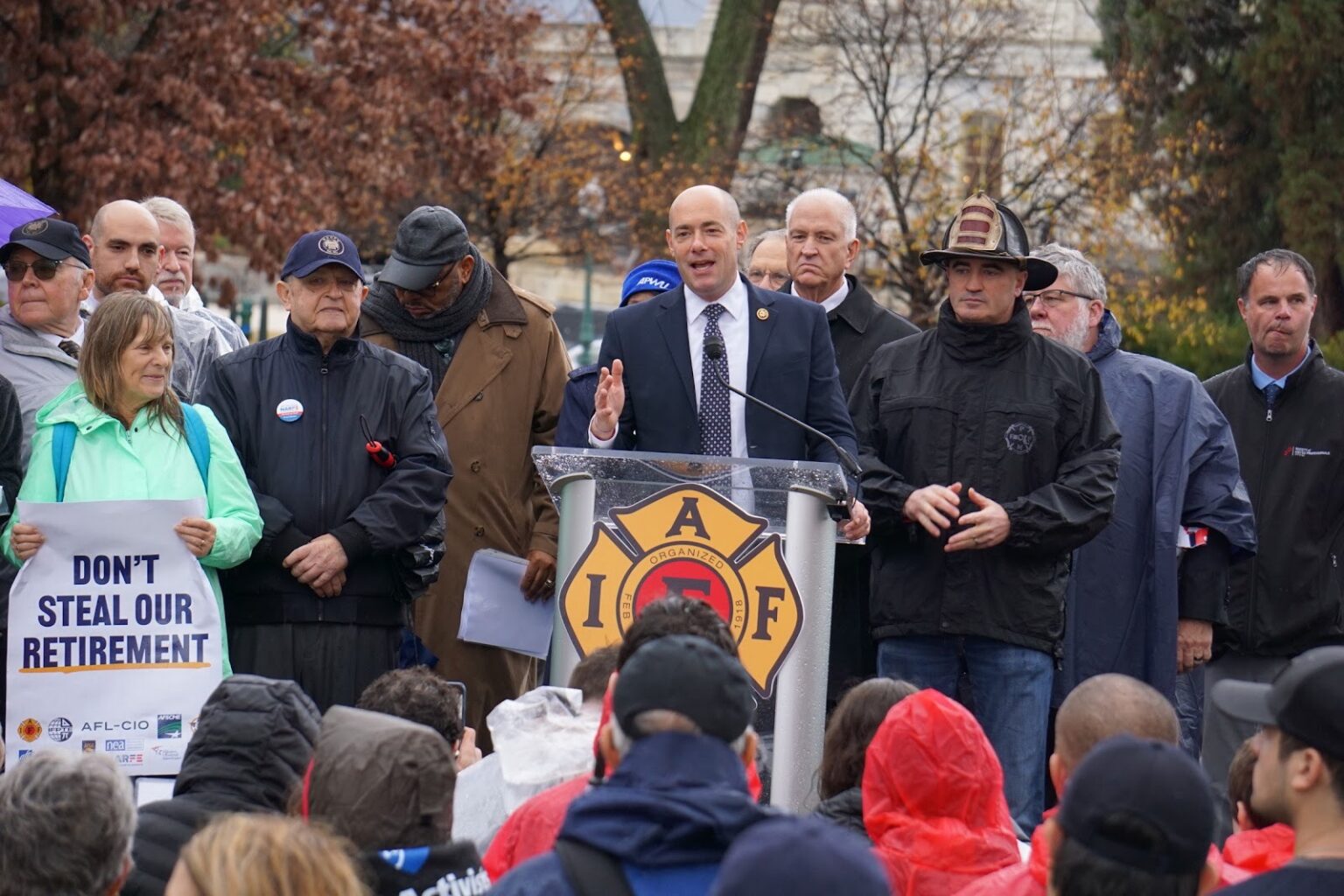 Landsman speaking at an event