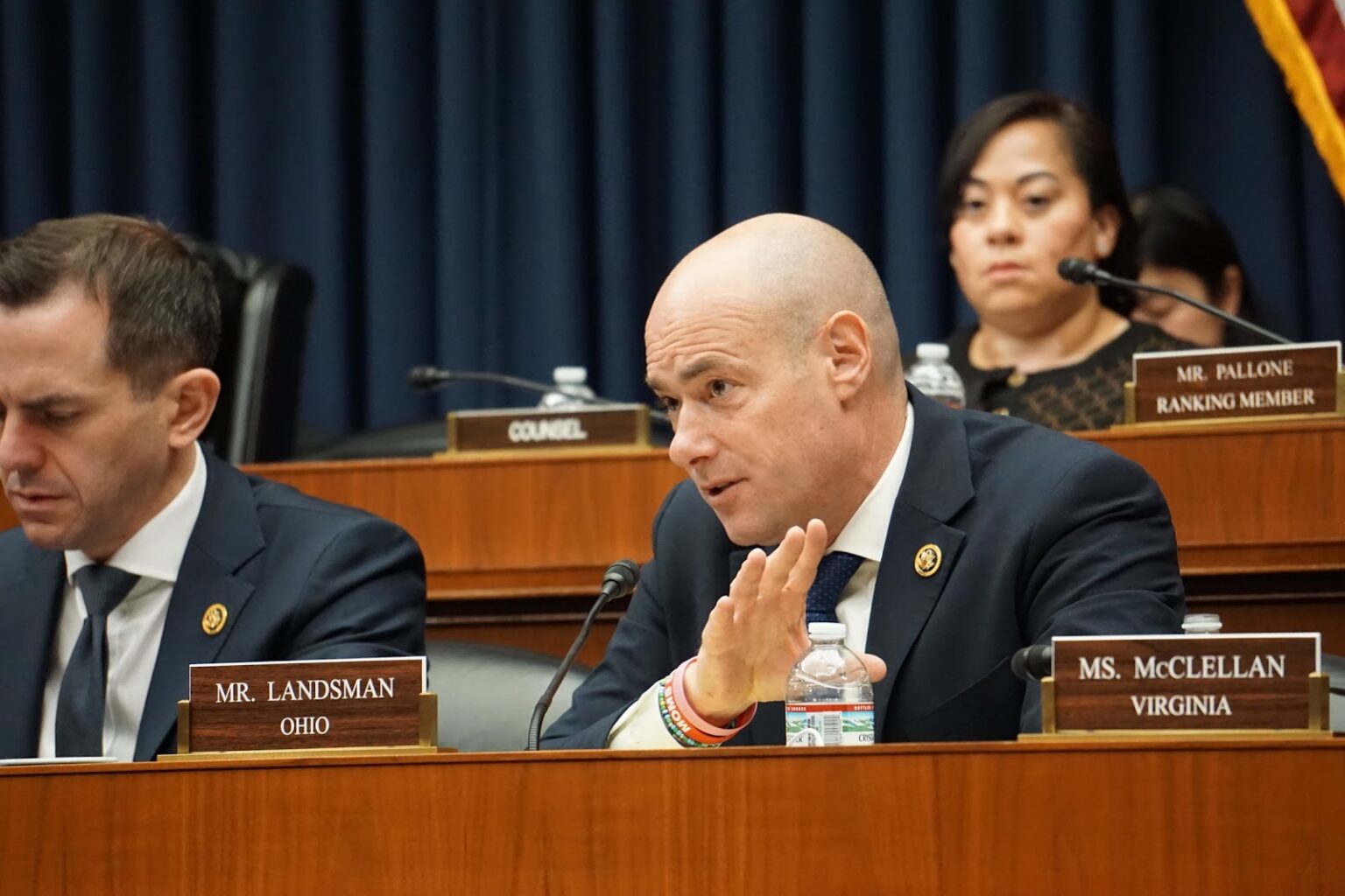 Landsman speaking at a hearing